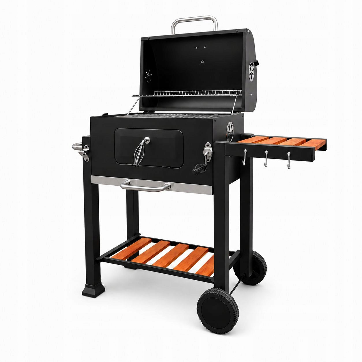 Large charcoal grill cast iron grate 113,5x50x107 cm garden XXL with lid Grill width 113.5 cm