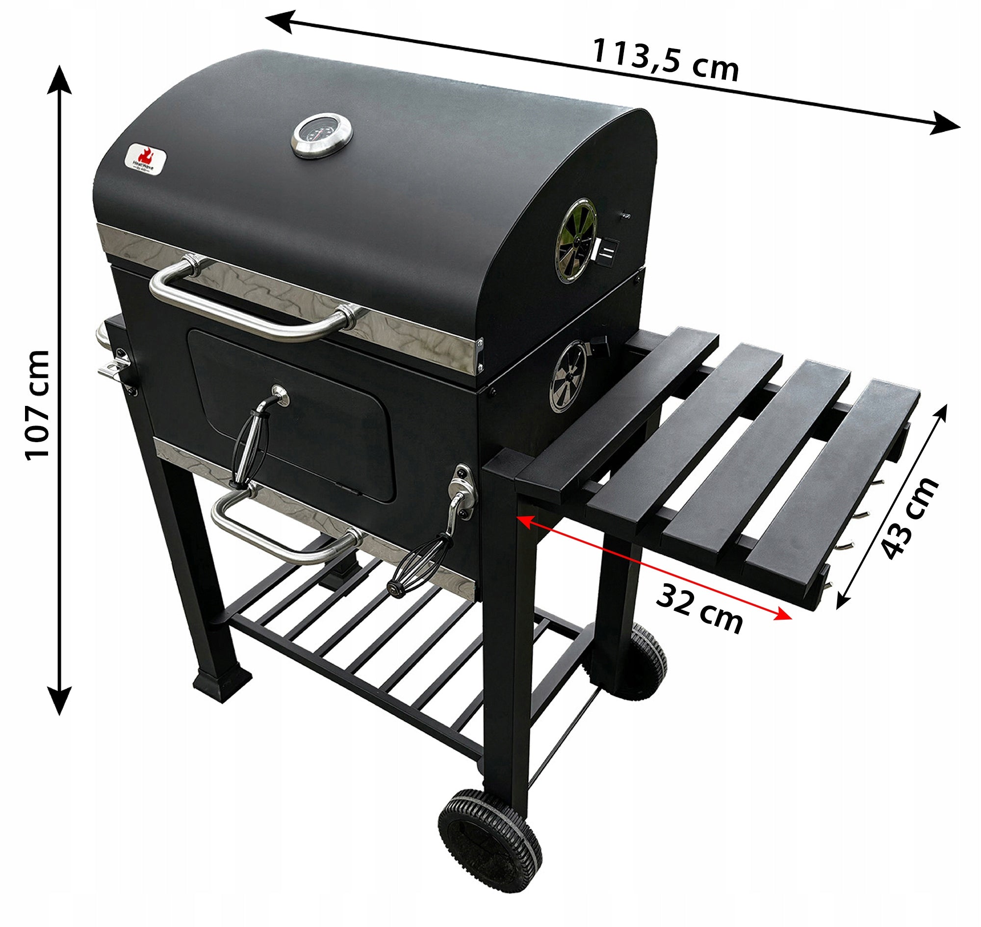 Large charcoal grill cast iron grate 113,5x50x107 cm garden XXL with lid Packaging status original