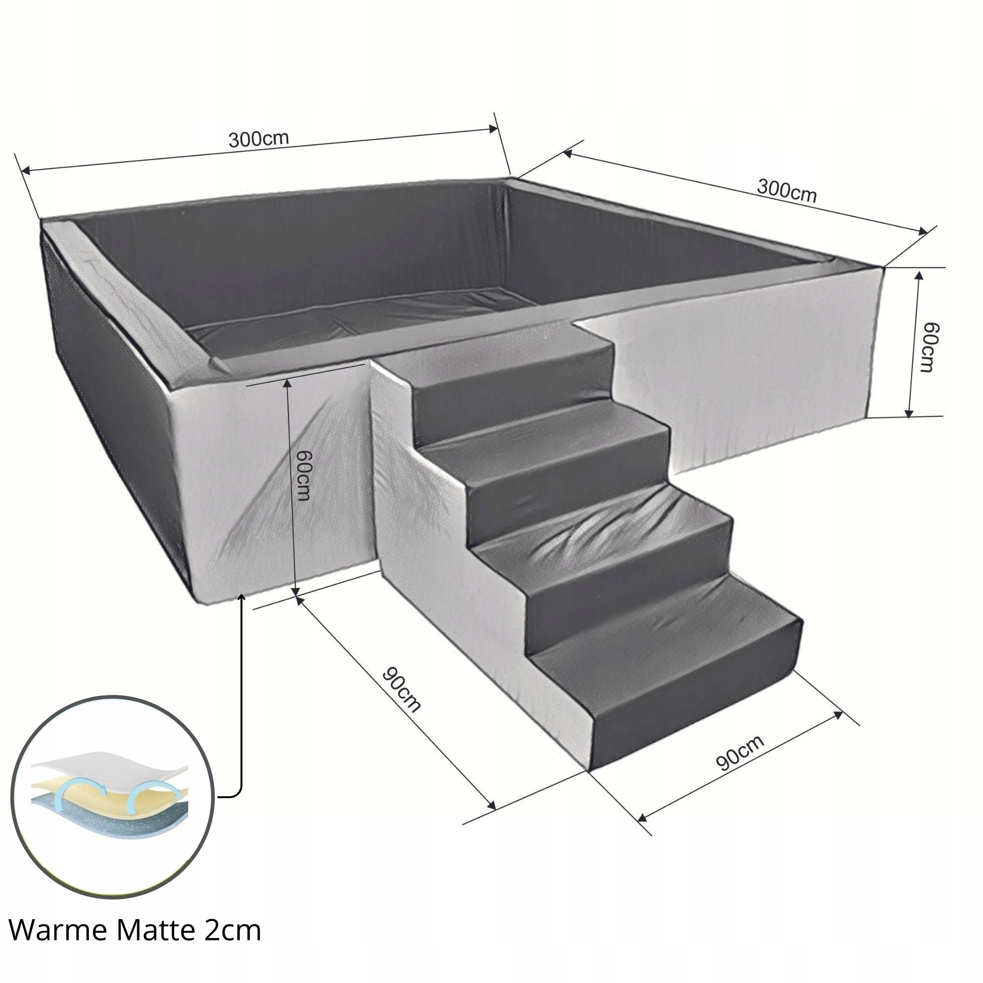 Large children's pool WITH FOAM with stairs kindergarten school 300x300 cm Brand Golden Kids