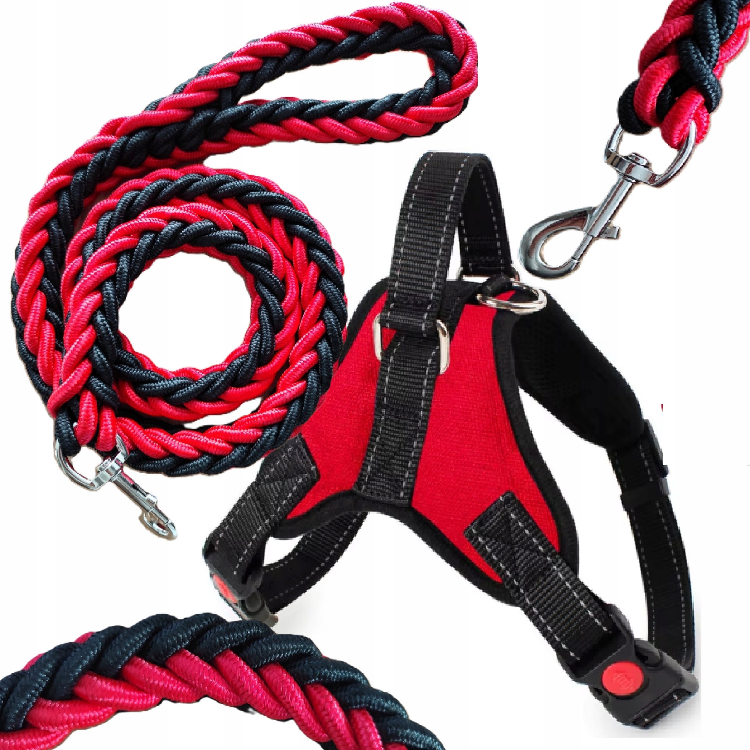 Large dog harness XL pressure-free dog harness and STRONG LEASH 120 cm