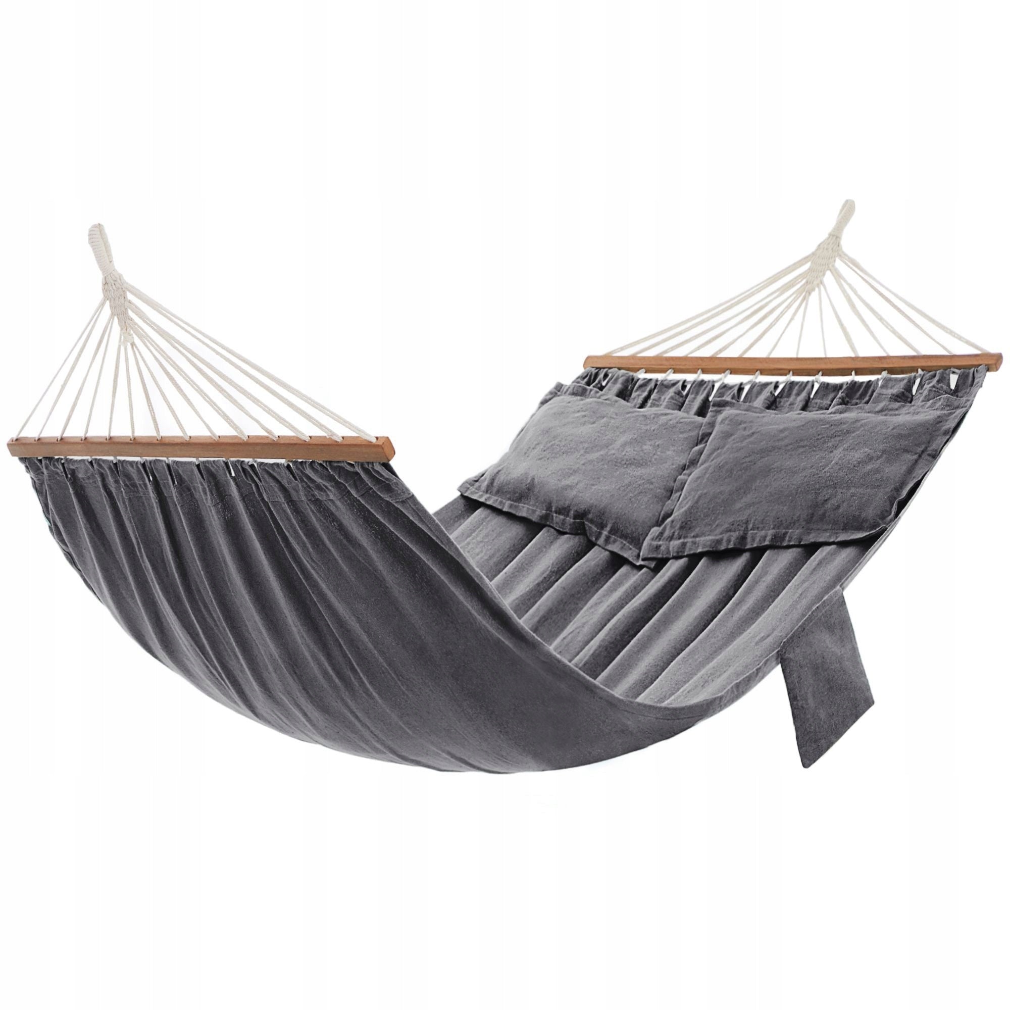 Large double garden hammock with 2 soft cushions and side pocket