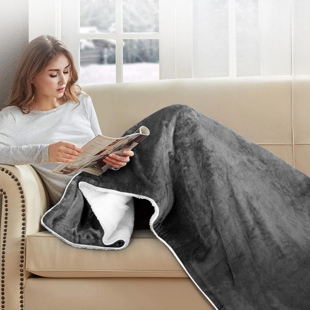 Large electric heating blanket PEDRO grey soft fleece 180x160 cm Packaging status original