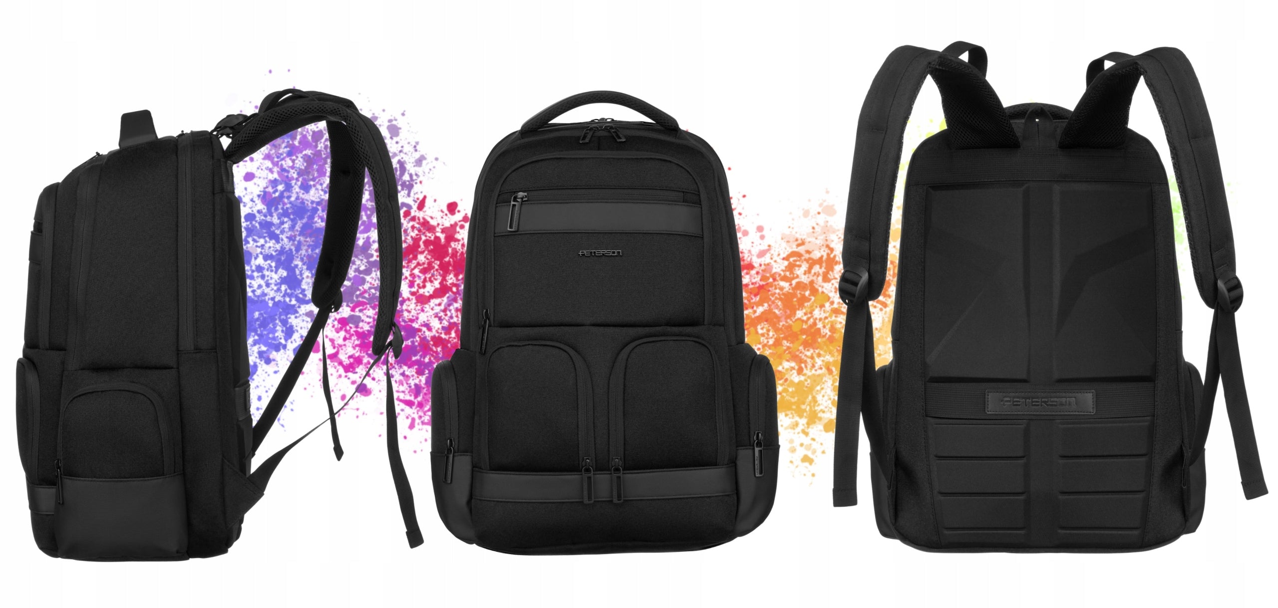 Large elegant laptop backpack PETERSON travel with suitcase holder Packaging status original