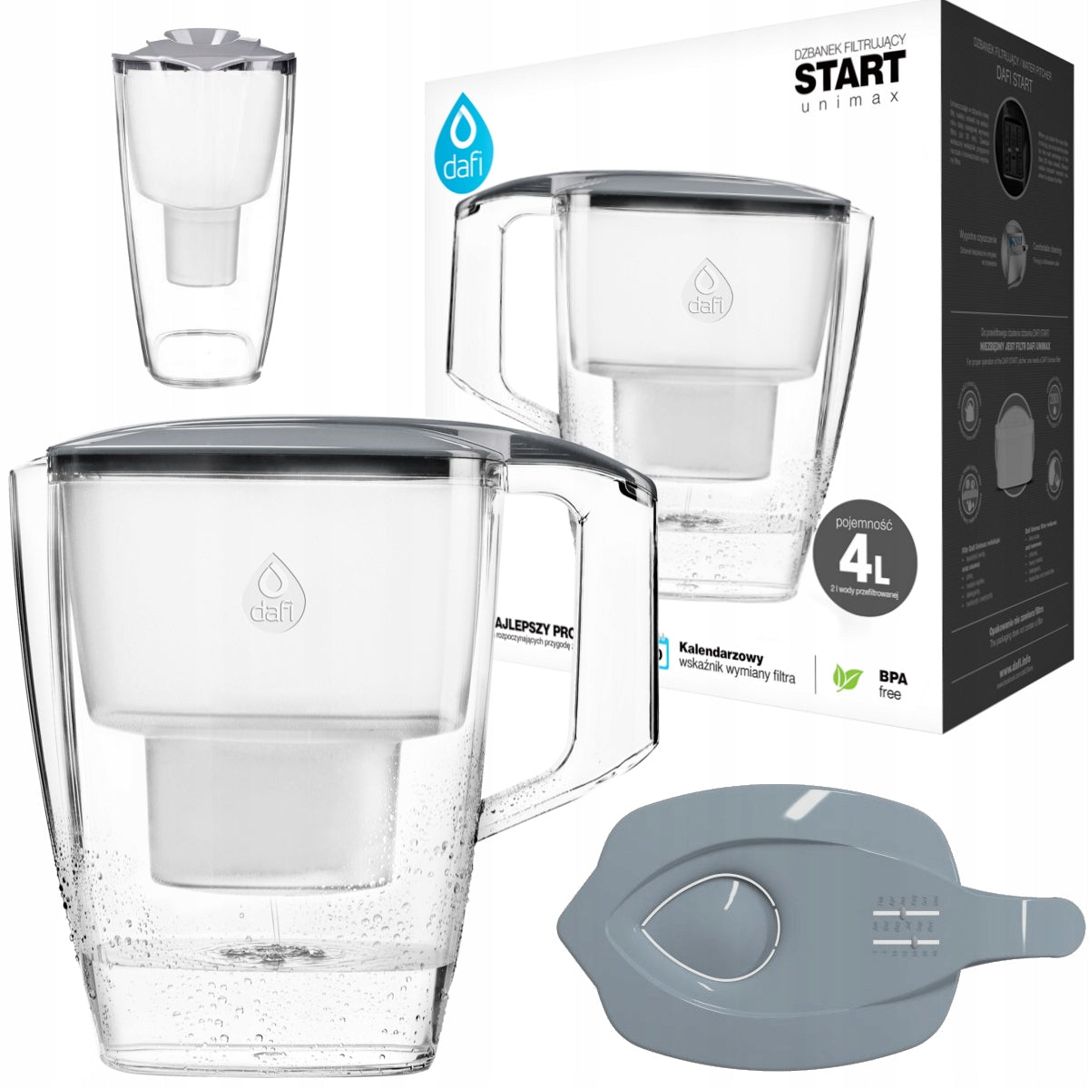 Large filter jug Dafi START 4L grey