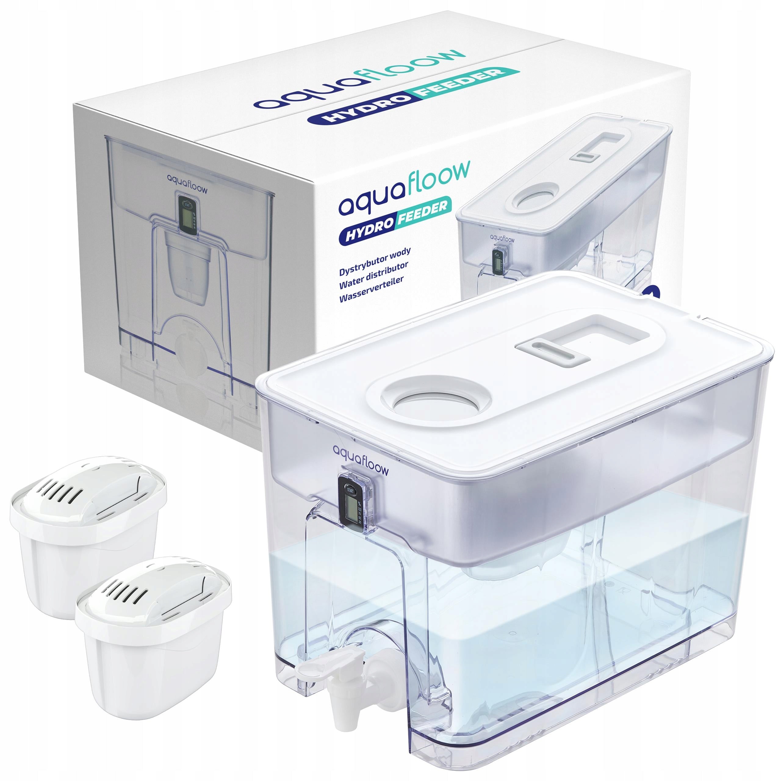 Large filter jug water dispenser AquaFloow XL + 2x water filter