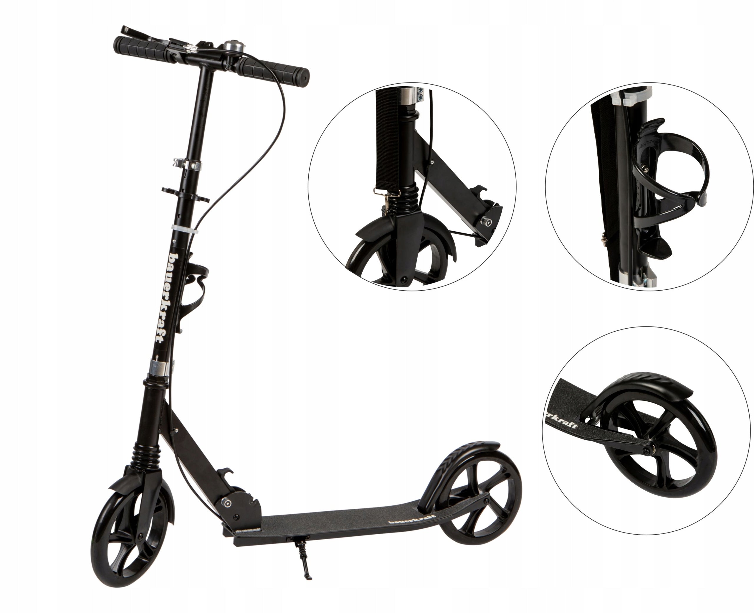 Large folding scooter 95-105cm handbrake Wheels natural rubber