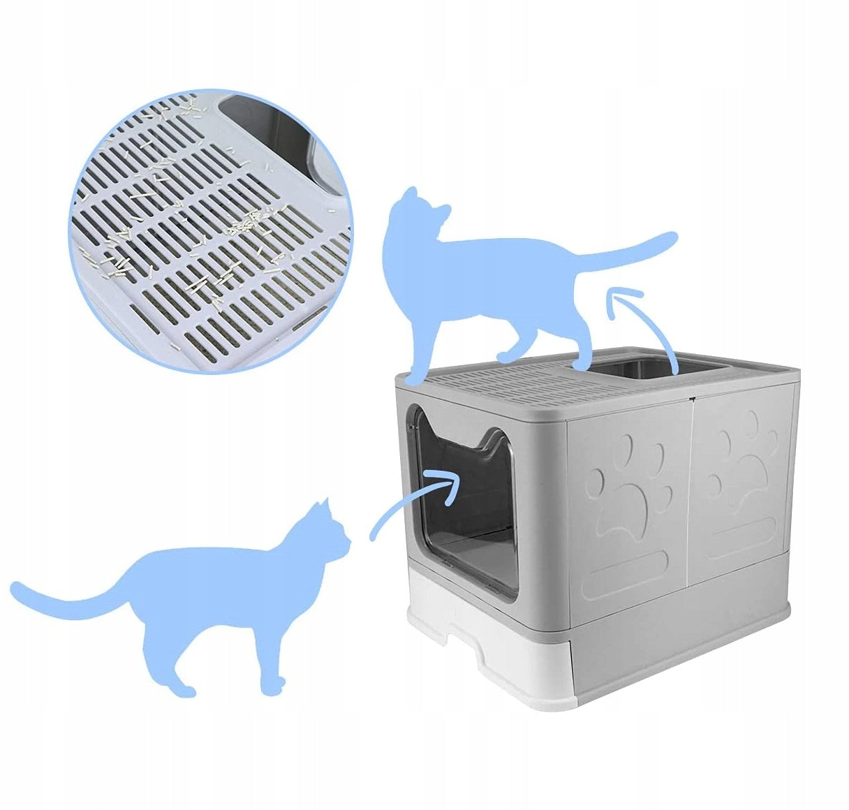 Large indoor cat litter box with drawer + spatula toilet closed F055 Kind closed litter box
