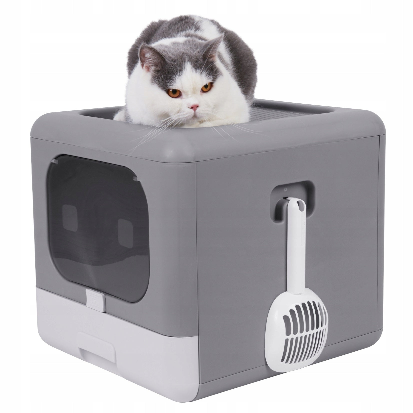 Large litter box closed for cat with drawer + spatula covered filter (F056) Kind closed litter box