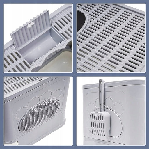 Large litter box with drawer + covered spatula (F010) Kind closed litter box