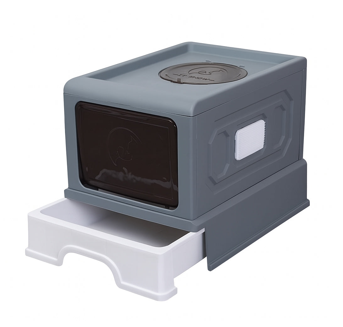 Large litter box with folding drawer + SPATULA (F050)
