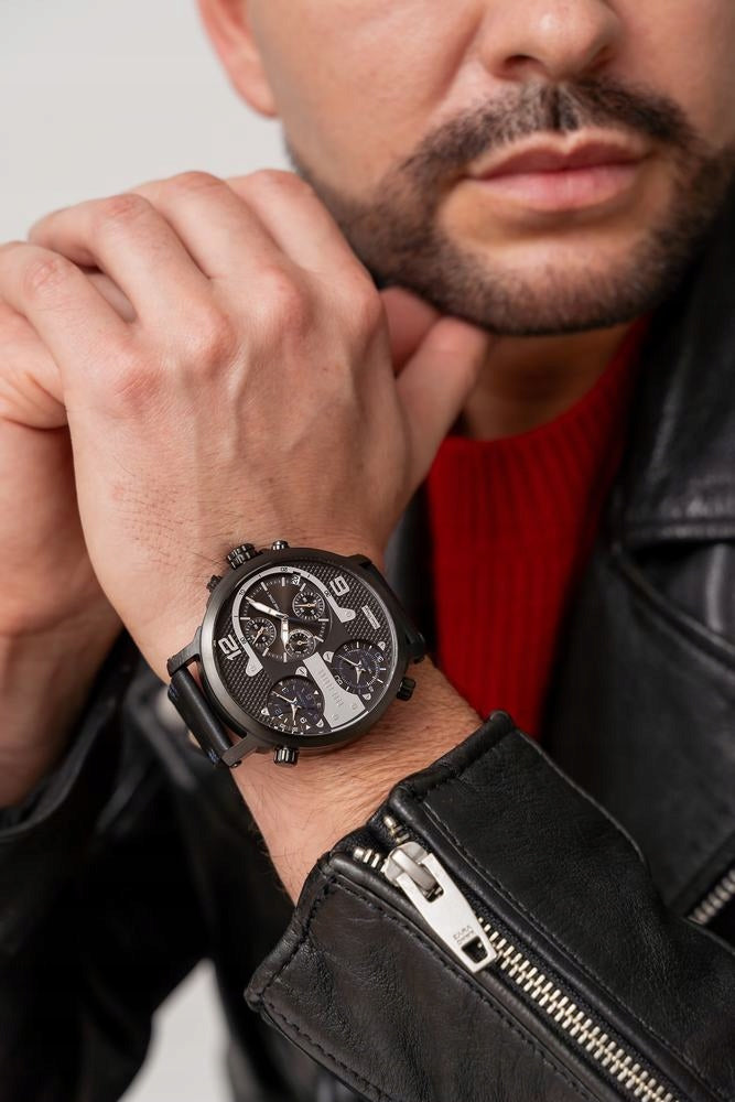 Large men's watch Paul Lorens TEZERT multidate + time zones ENGRAVING Manufacturer code TEZERT -11706