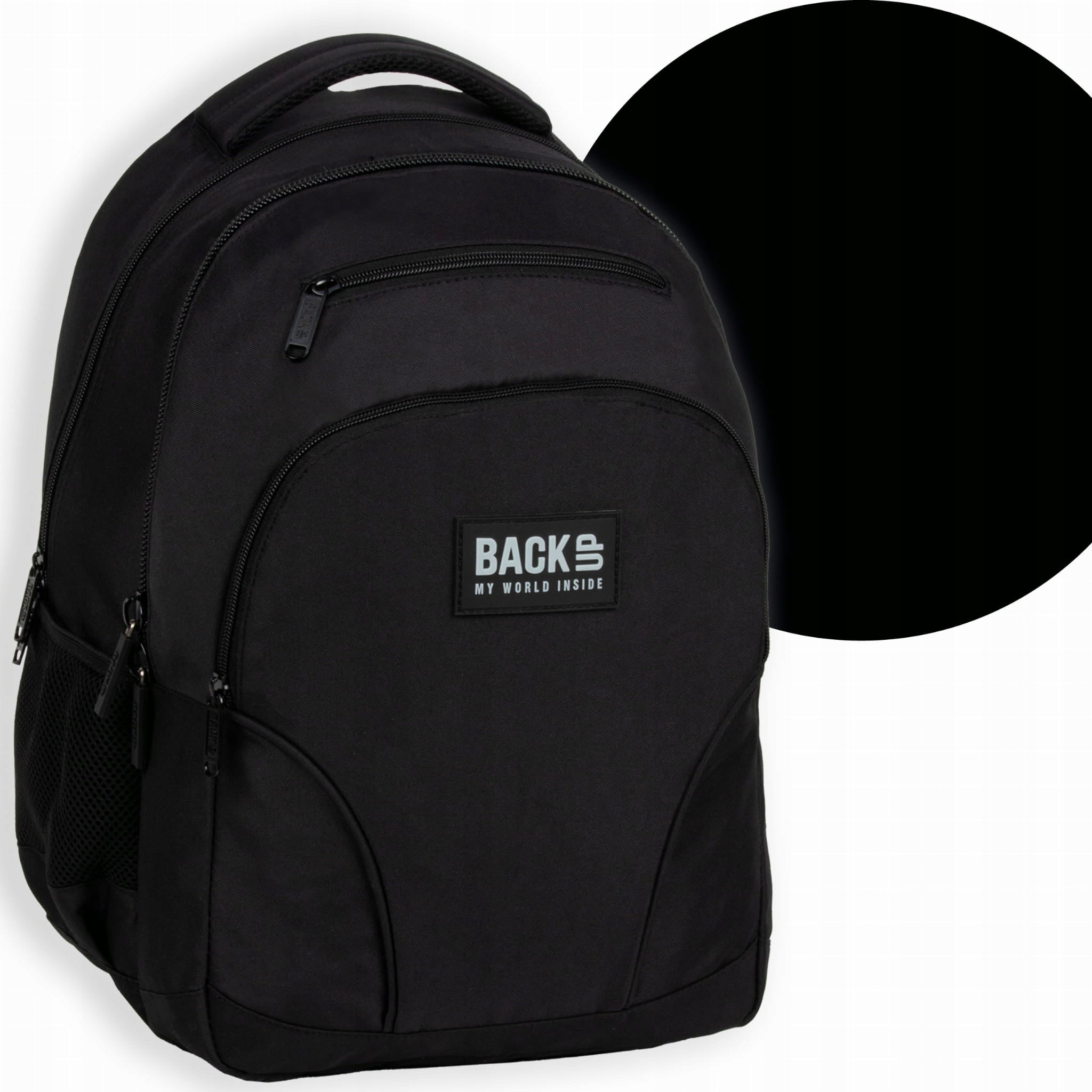 Large school backpack black 30L with organizer