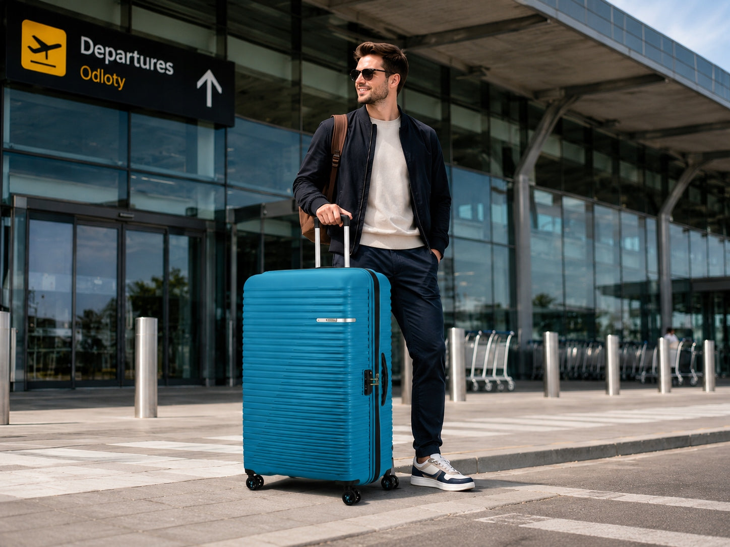 Large suitcase AMERICAN TOURISTER 79cm 101L POLYPROPYLENE TSA 360° enlarged Height 79 cm