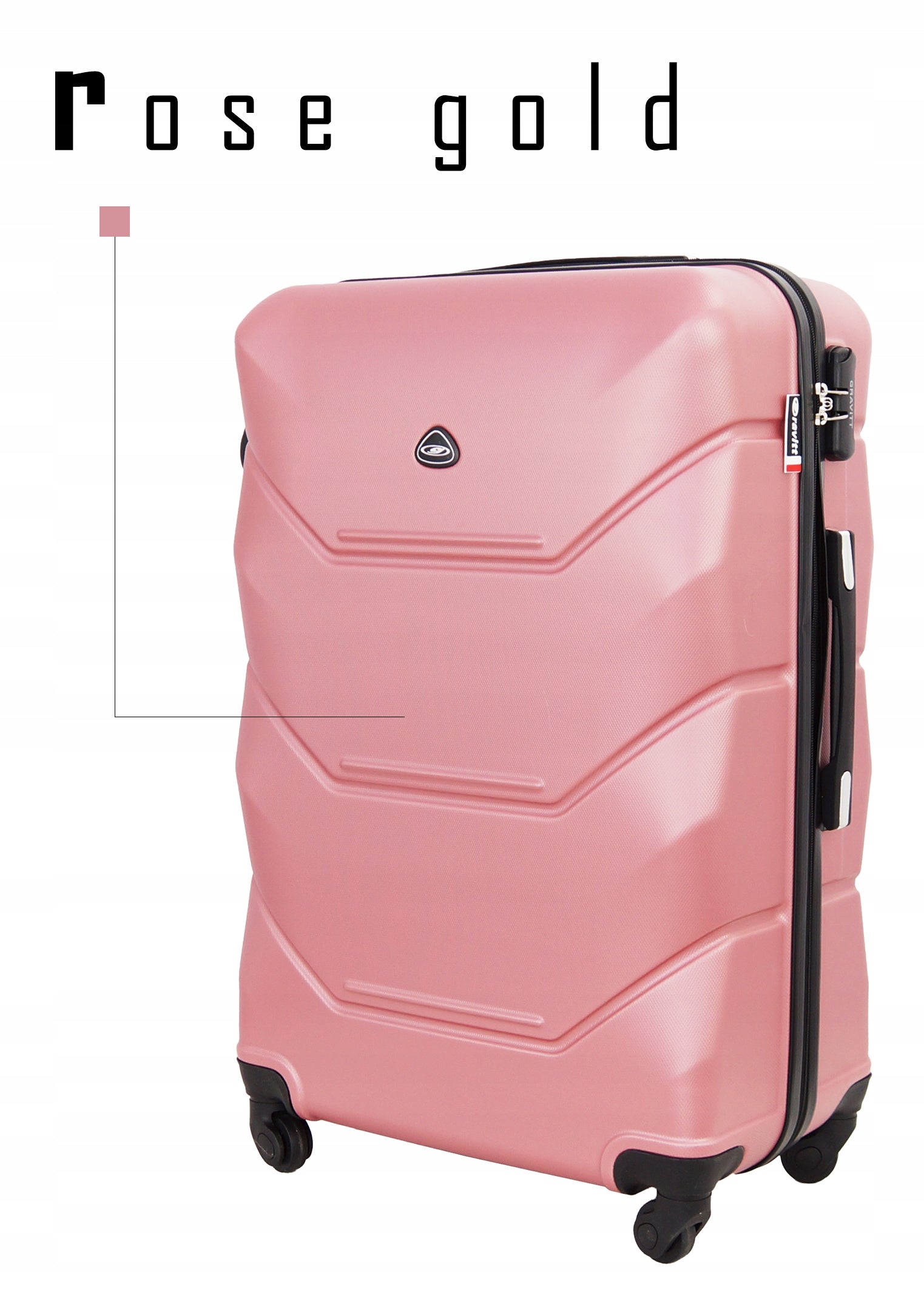 Large suitcase XXL Gravitt 950 92L hard ABS 4 wheels 360 combination lock Depth (shorter edge) 28 cm