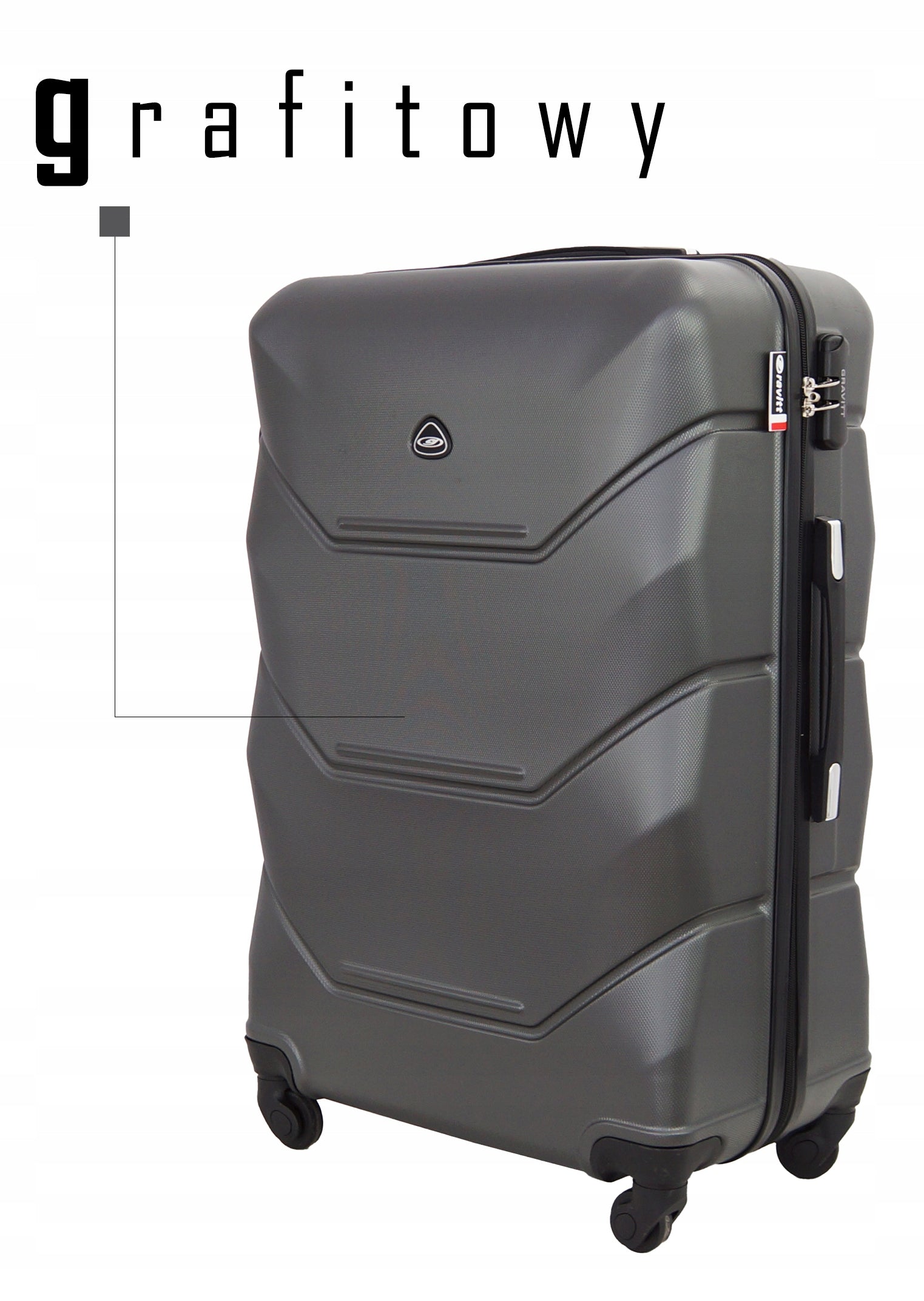 Large suitcase XXL Gravitt 950 92L hard ABS 4 wheels 360 combination lock Model 950/D/MIX