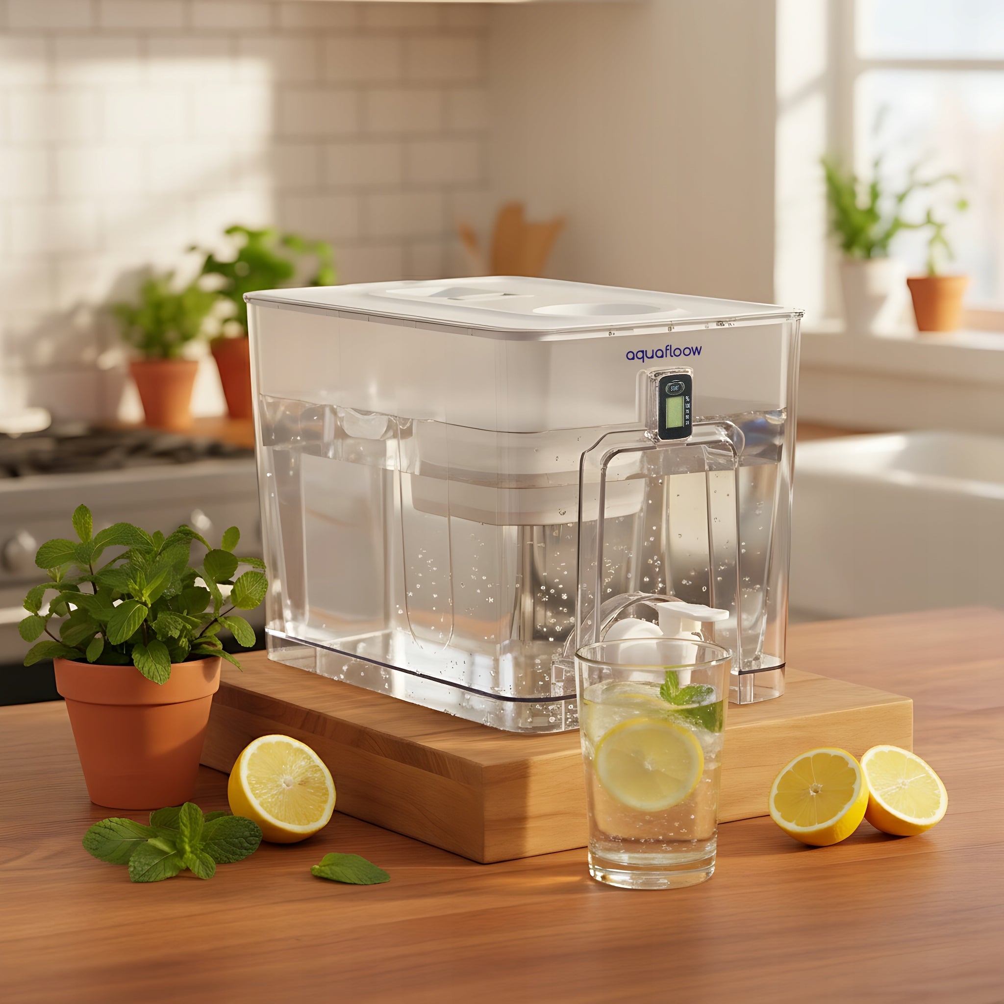 Large water dispenser AquaFloow XL 9,5l + 3x water filter AquaFloow Packaging status original
