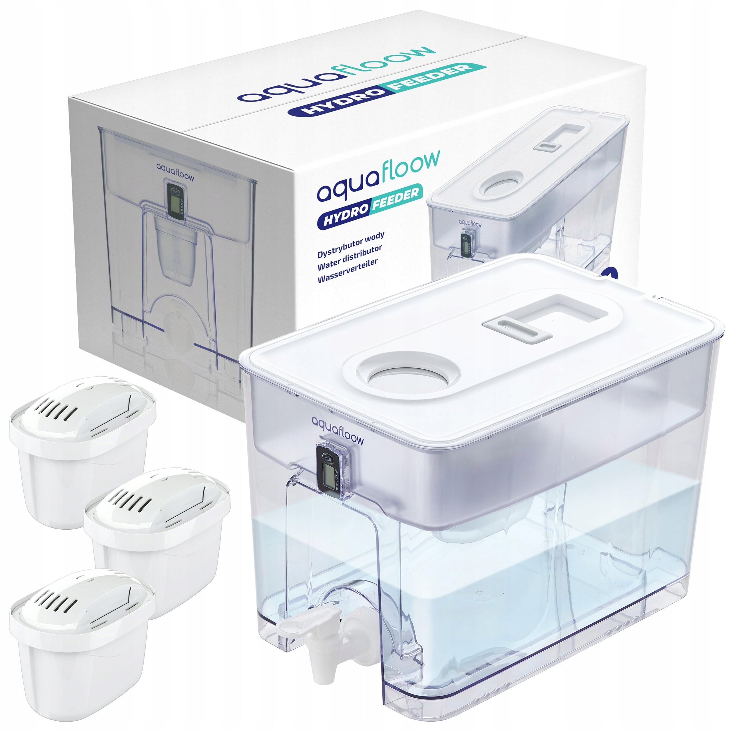 Large water dispenser AquaFloow XL 9,5l + 3x water filter AquaFloow