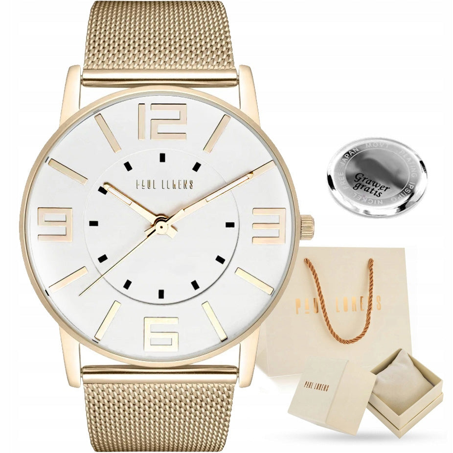 Large women's watch Paul Lorens DEBBY - clear dial with numbers + ENGRAVING