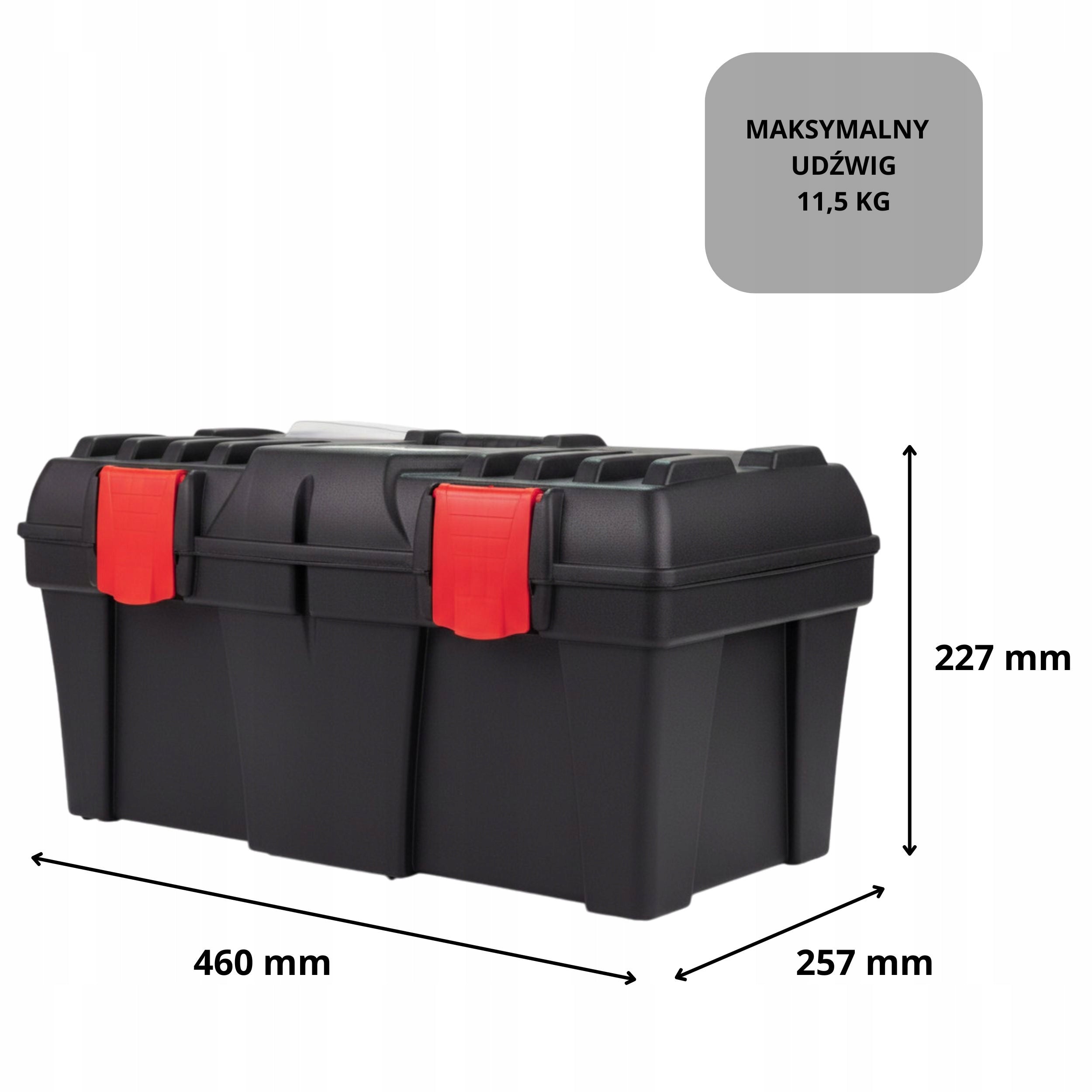 Large workshop tool box 11,5kg lifting capacity 46x25,7 cm Suitcase Product width 25.7 cm