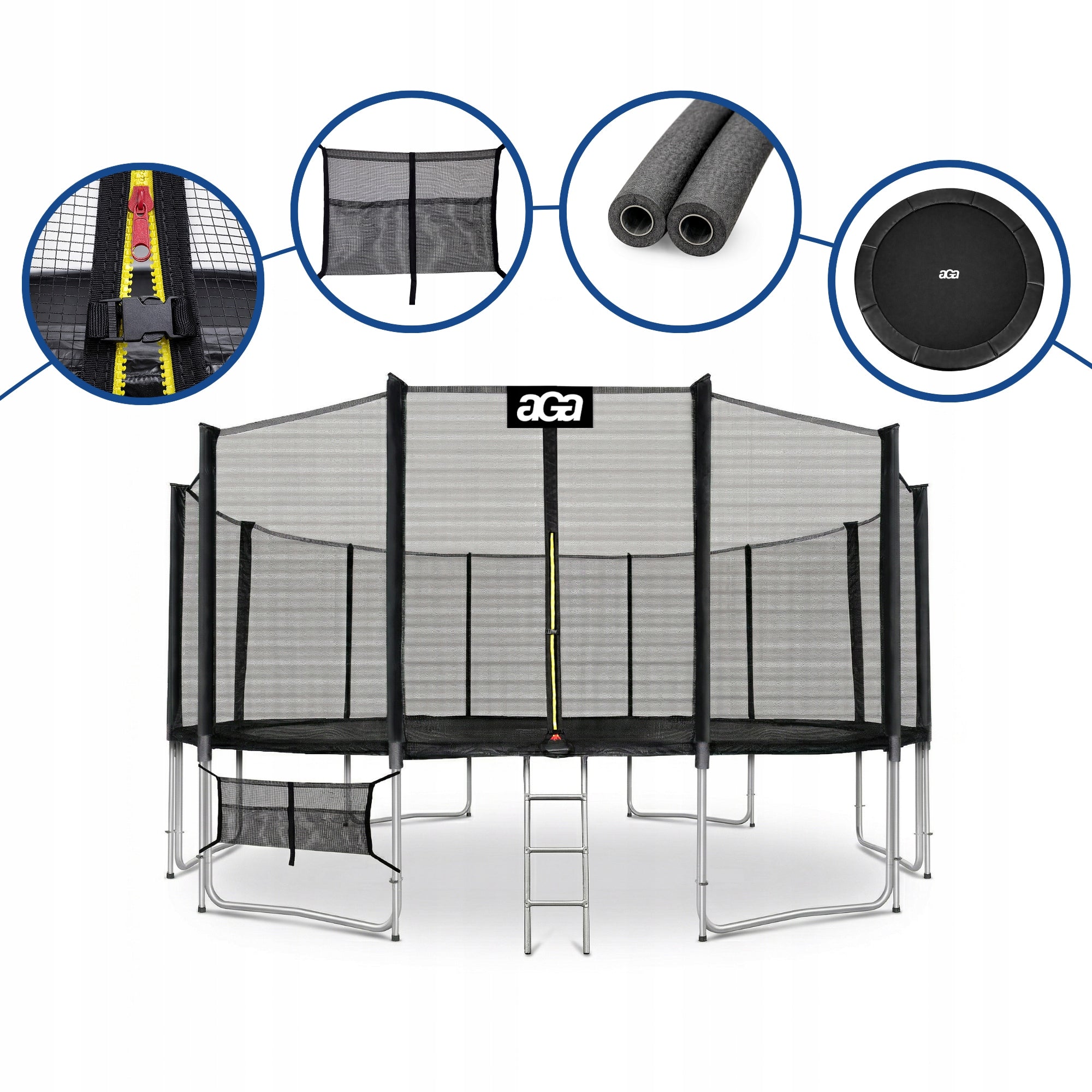 Largest Trampoline on the Market aGa SPORT PRO 518cm 17ft. Black PREMIUM Total height 282 cm