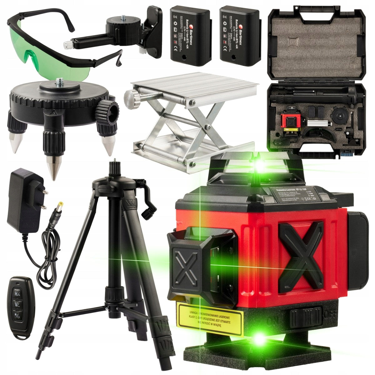 Laser Level 16 Lines 4D Cross Laser 360 Green Tripod Set