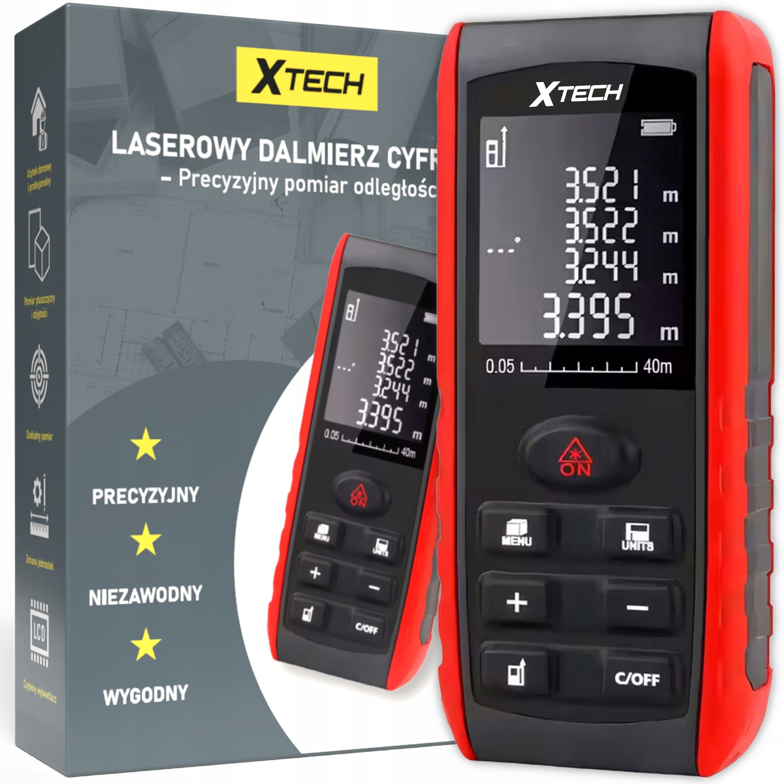 Laser Rangefinder Digital Precision Distance Meter LCD Protractor XTECH