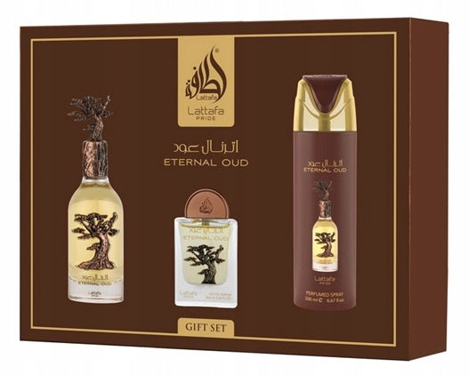 Lattafa Eternal Oud 100ml+20ml Perfumed Water+200ml Deospray Uni Set