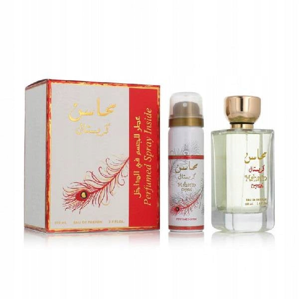 Lattafa Mahasin Crystal RED 100 ml EDP + DEODORANT 50ML Brand Lattafa