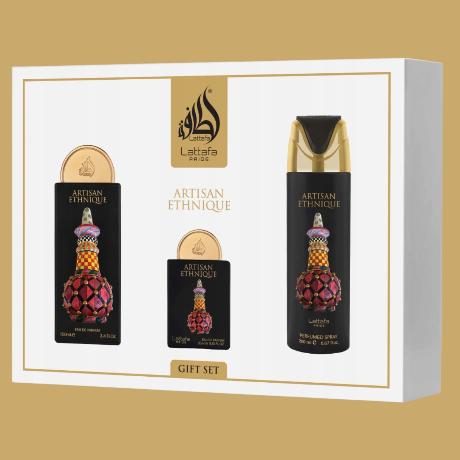 Lattafa Pride Artisan Ethnique set EDP 100ml+20ml +deodorant 200ml Packaging status original