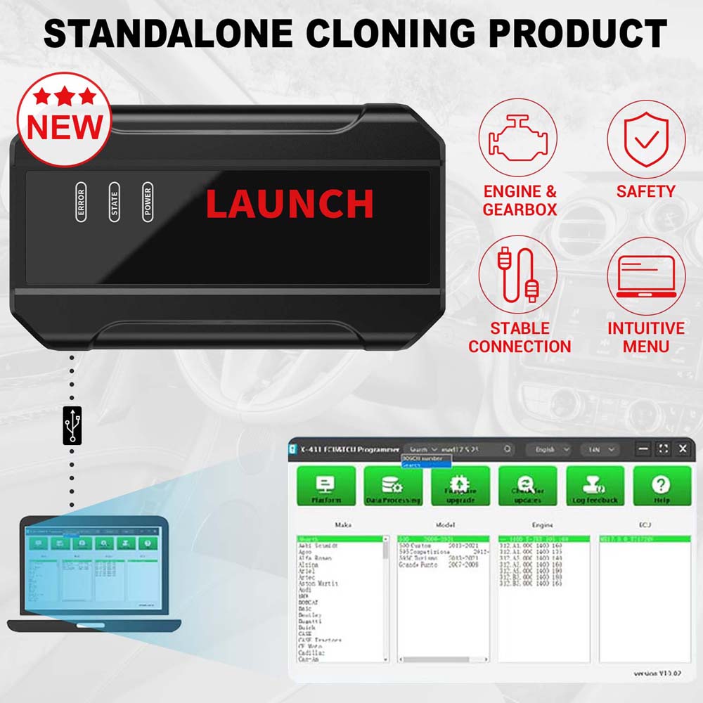 Launch programmer X431 ECU and TCU Standalone PC version Batteries included no