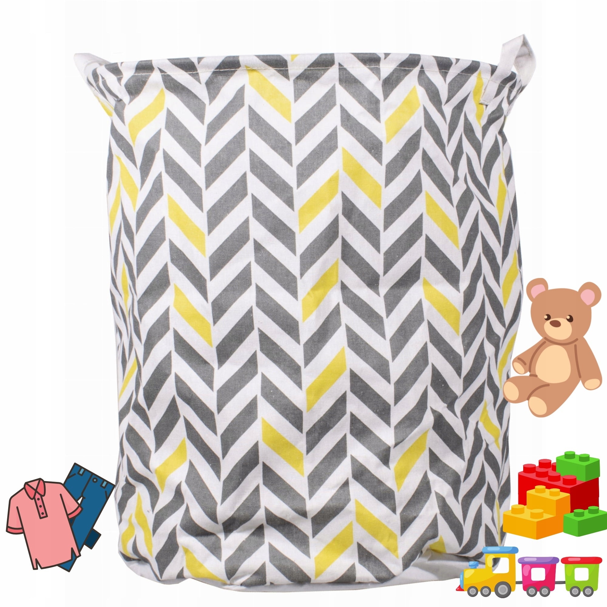 Laundry Basket Toys Towels Folding 80l Material 40x50cm Grey Pattern