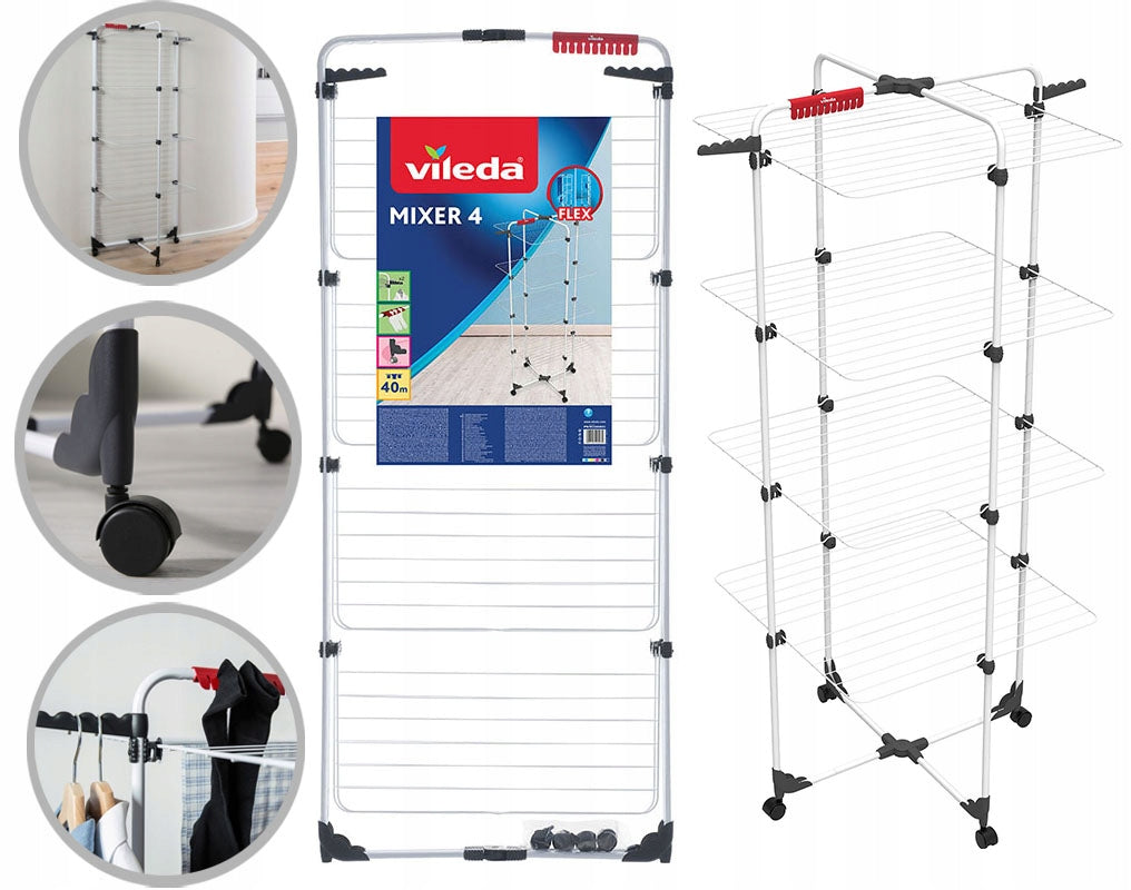 Laundry Dryer Vileda Mixer 4 Standing Tower 4 Level Large Strong