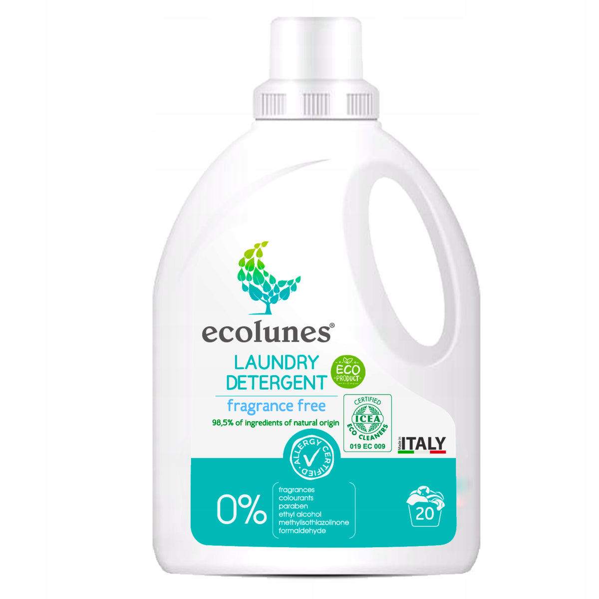 Laundry Liquid Hypoallergenic Natural Fragrance Free 1L ECOLUNES