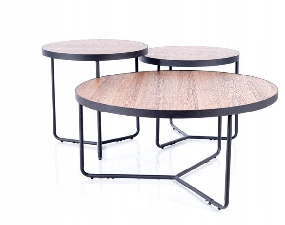 Set mit 3 Couchtischen Signal Meble Demeter, braun 
