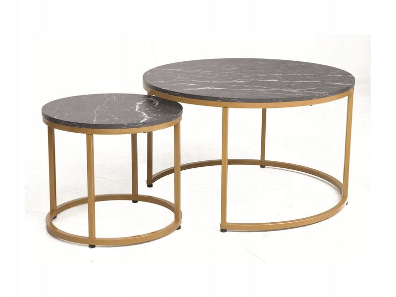 2er-Set Couchtische Signal Dion, schwarz/gold 