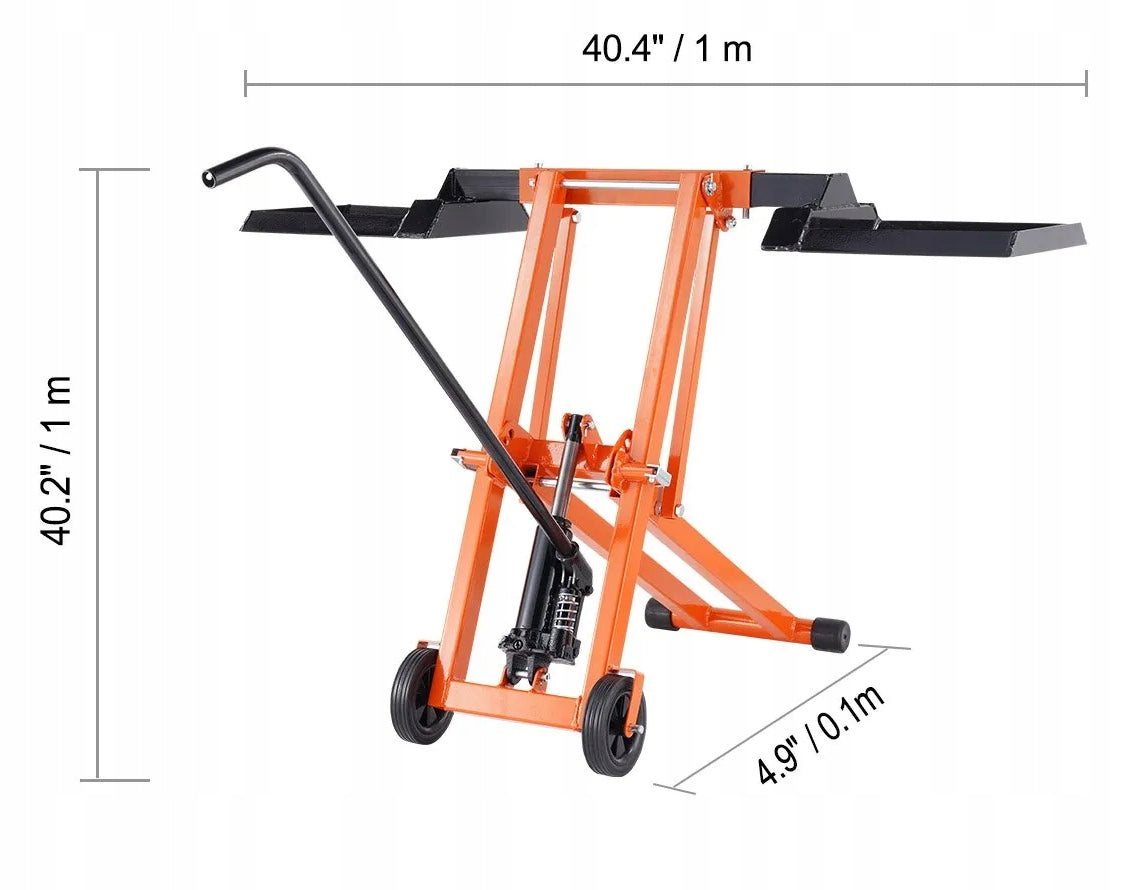 Lawn mower lift hydraulic tractor folding 225 kg steel Premium Maximum lifting height 658 mm