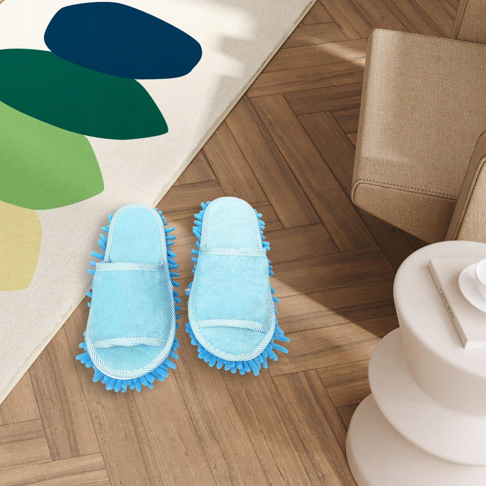 Lazy Mop Slippers Cleaning Shoes Soft Microfiber Comfortable Mopping Blue Brand no brand