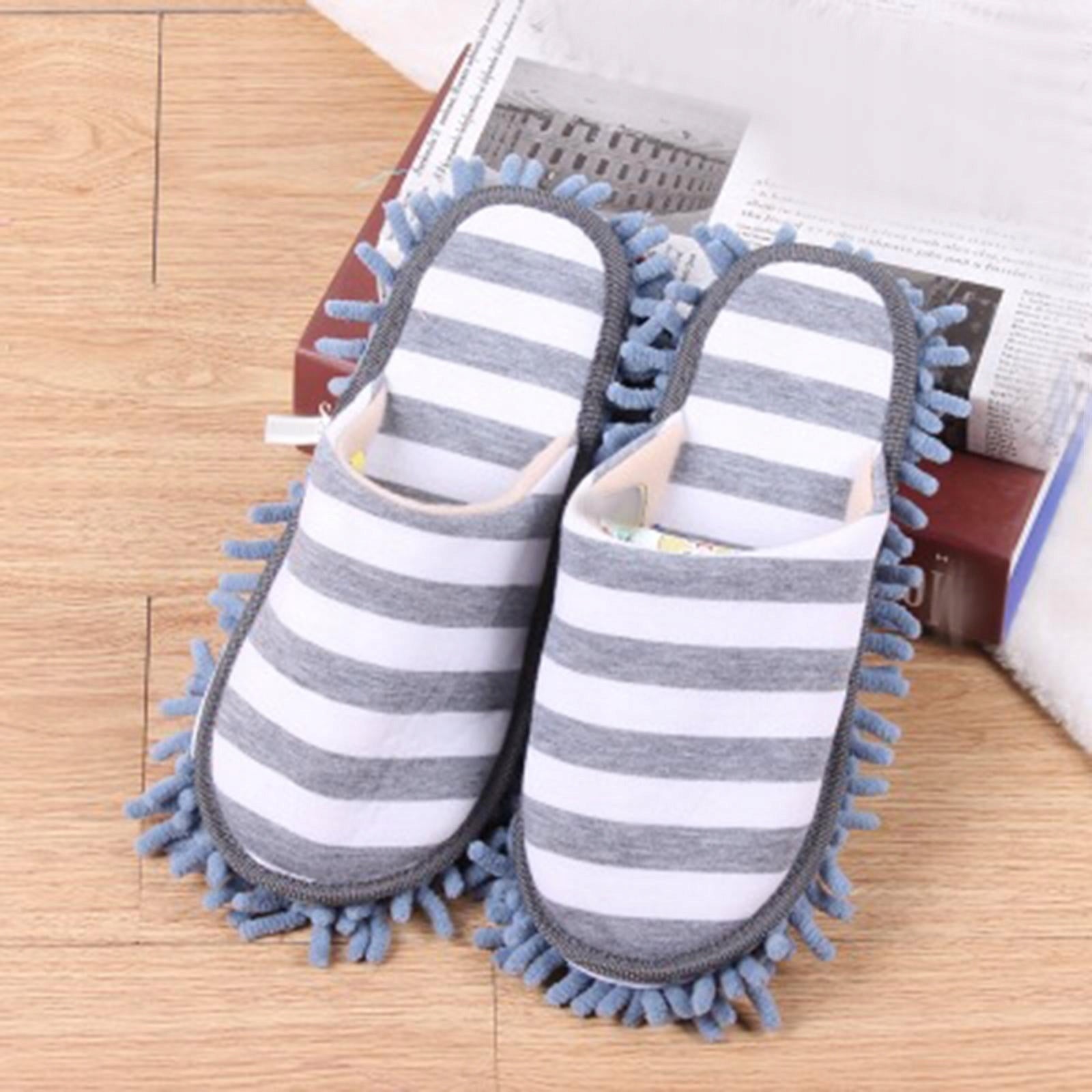 Lazy Mop Slippers Dusting Slippers Comfortable Reusable Microfiber Gray