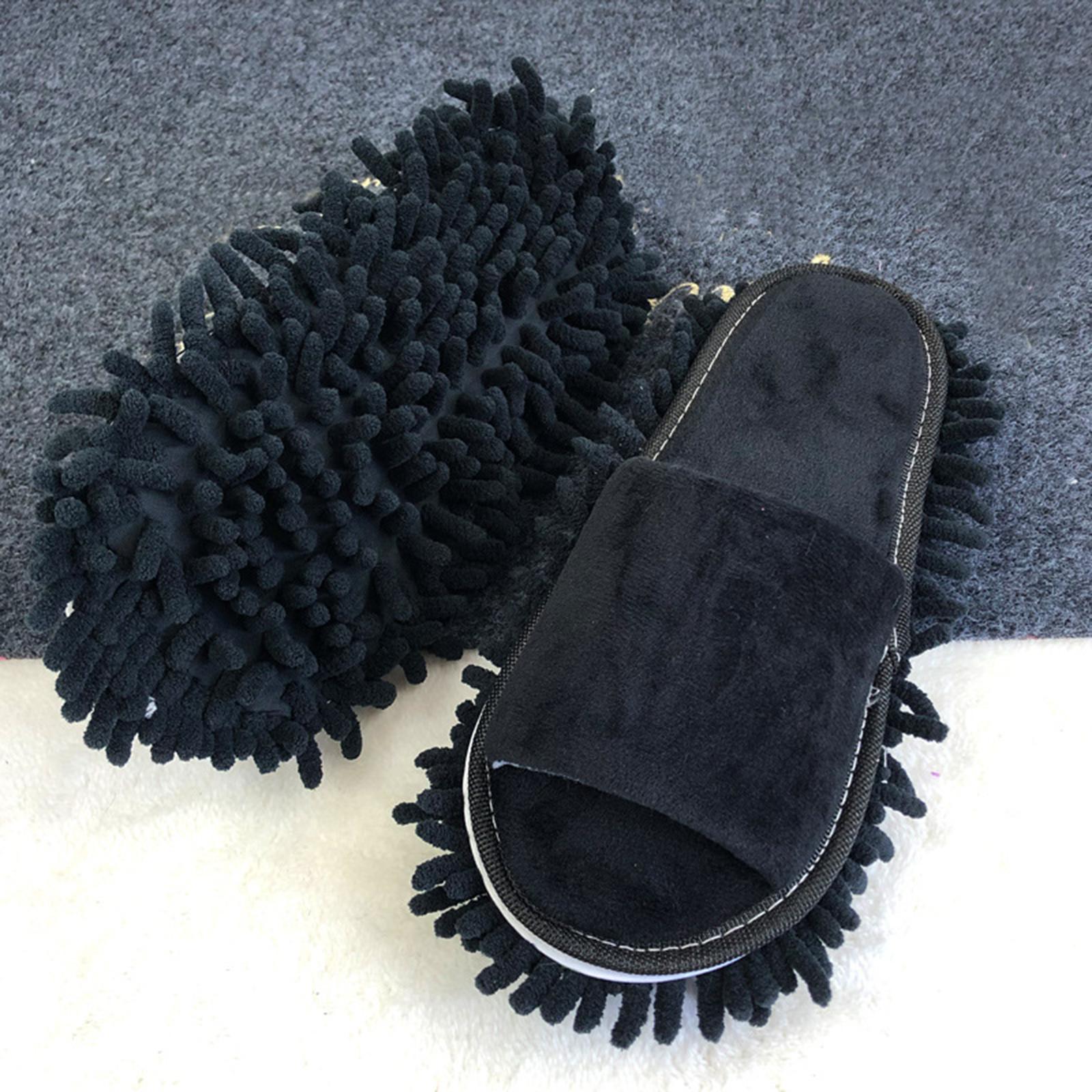 Lazy Mop Slippers Open Toe Household Men Women Soft Comfortable Black Packaging status original