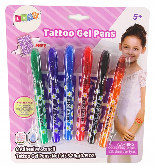 Geliniai rašikliai tatuiruotėms daryti Lean Toys, 6 vnt