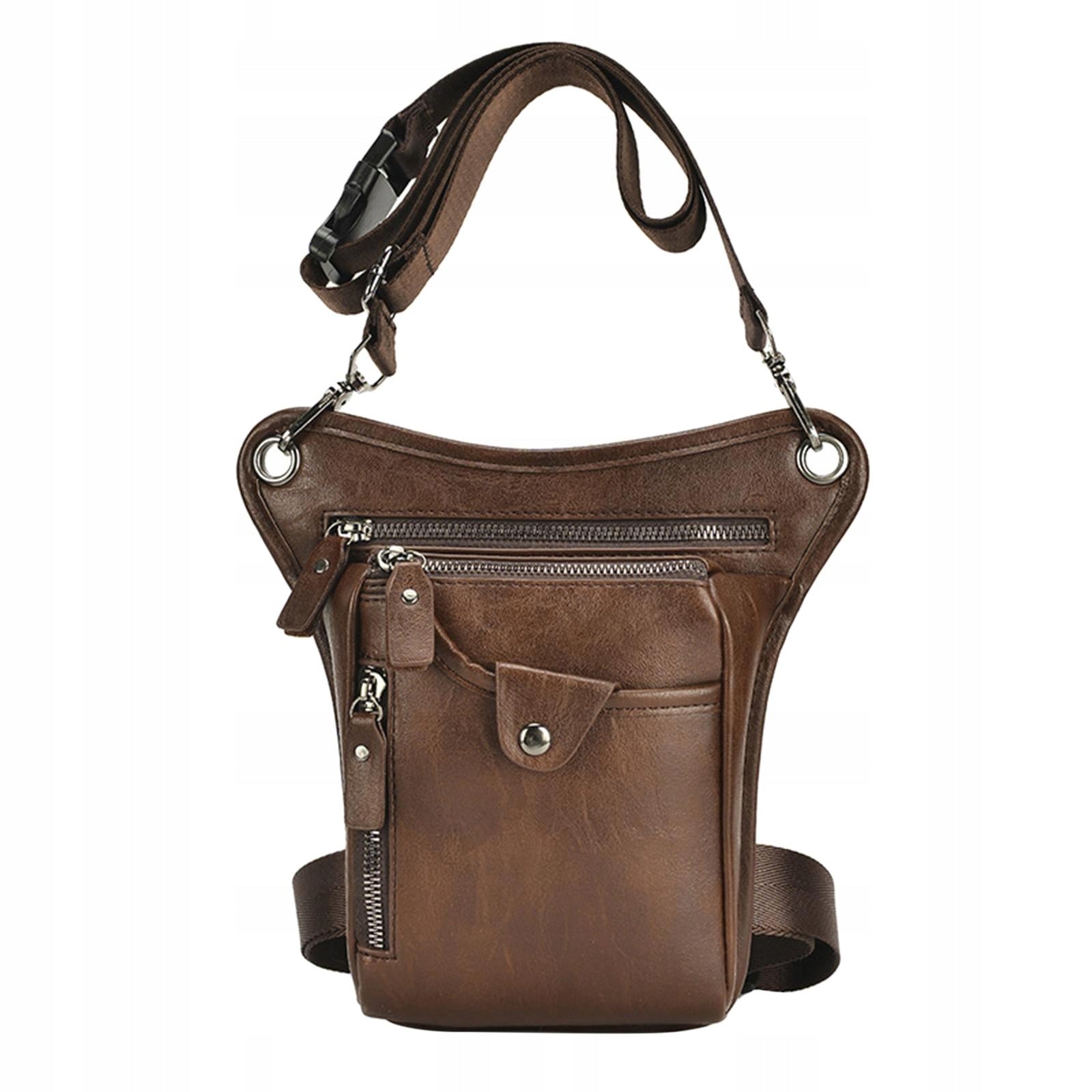 Leather Bag Leg Pouch Motorcycle Brown Brand no brand