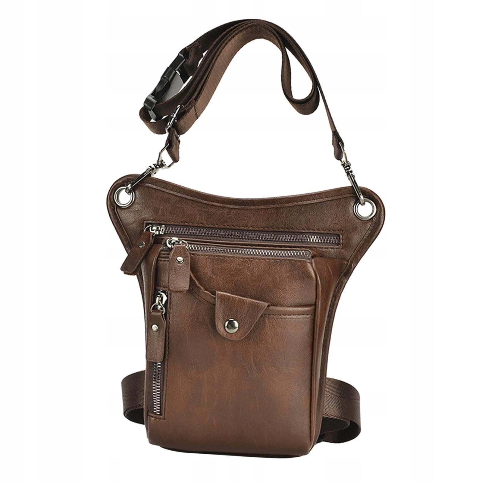 Leather Bag Leg Pouch Motorcycle Brown