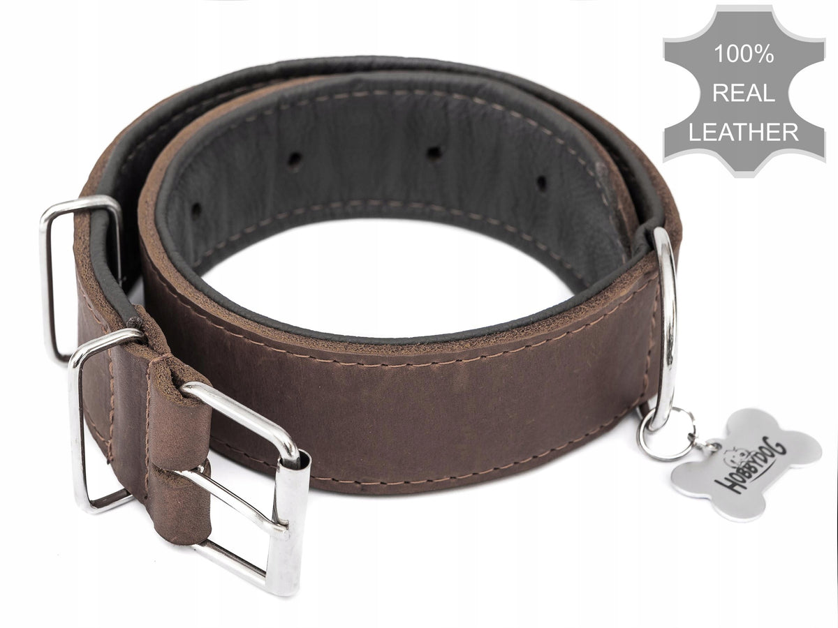 Leather Dog Collar, 2 Skin Types, 49-58 cm