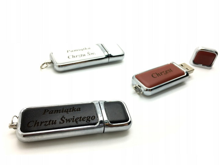 Leather Flash Drive 2 GB + Box + Engraving Brand MemoryKing
