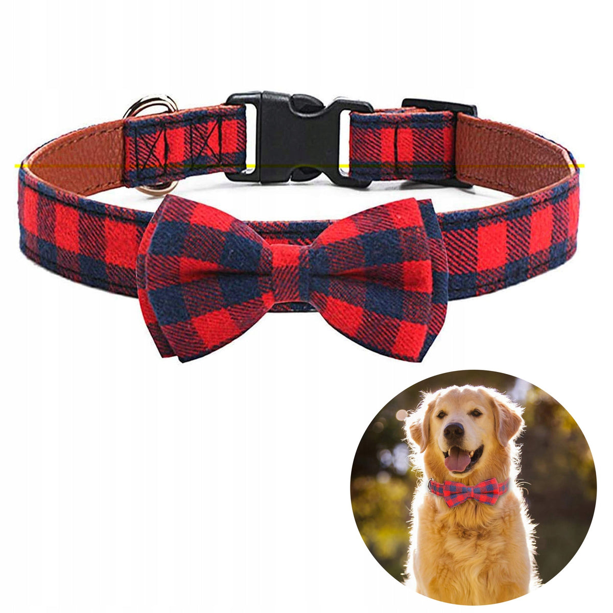 Leather Material Collar with Fly for Dog Shade Red M