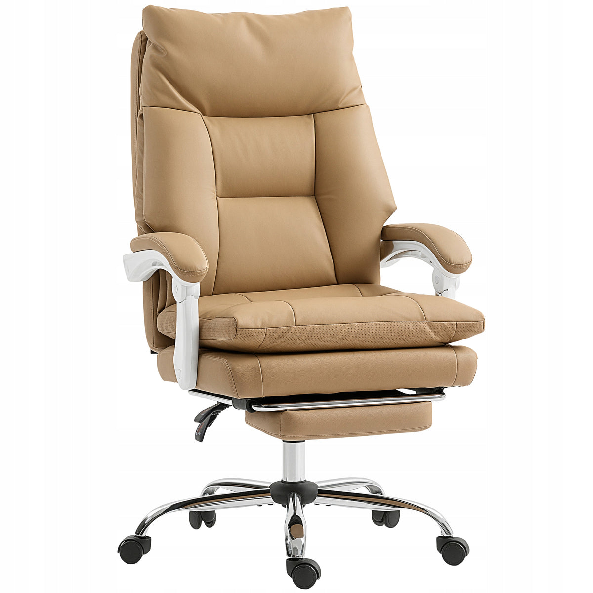 Leather Office Chair with Footrest, Adjustable, Swivel, Brown