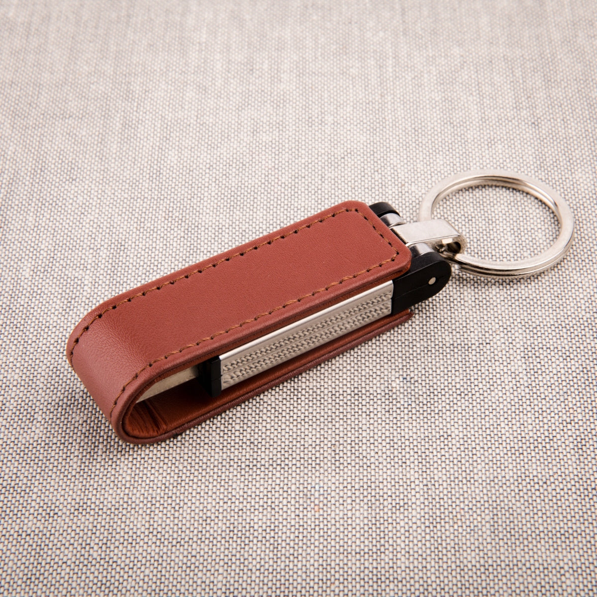 Leather Pendrive Keychain Brown 512 MB date Brand MemoRabbit