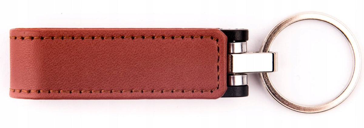 Leather Pendrive Keychain Brown 512 MB date