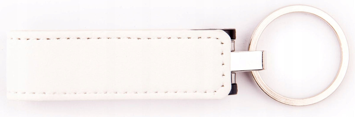 Leather Pendrive Keychain White 4 GB date