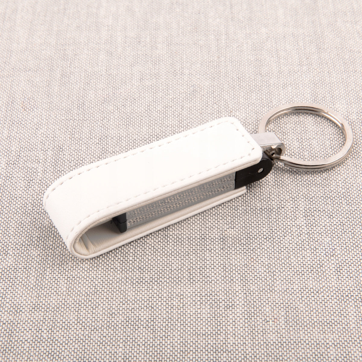 Leather Pendrive Keychain White 512 MB date Brand MemoRabbit